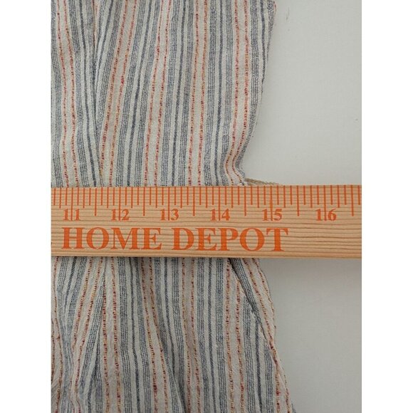 Skies are Blue Stripe Jumpsuit Womens Size Medium Blue Cotton Linen Wide Leg - Picture 12 of 13